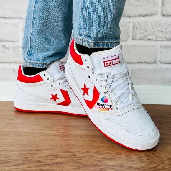 ⭐⭐Converse Fastbreak Pro Mid Leather Sz 7 Women's Shoes Skate White Red A10200C - Picture 4 of 11